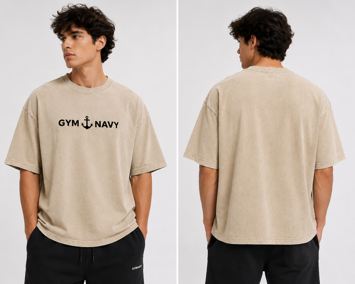 GYMNAVY Snow-Washed Oversized Cotton T-Shirt